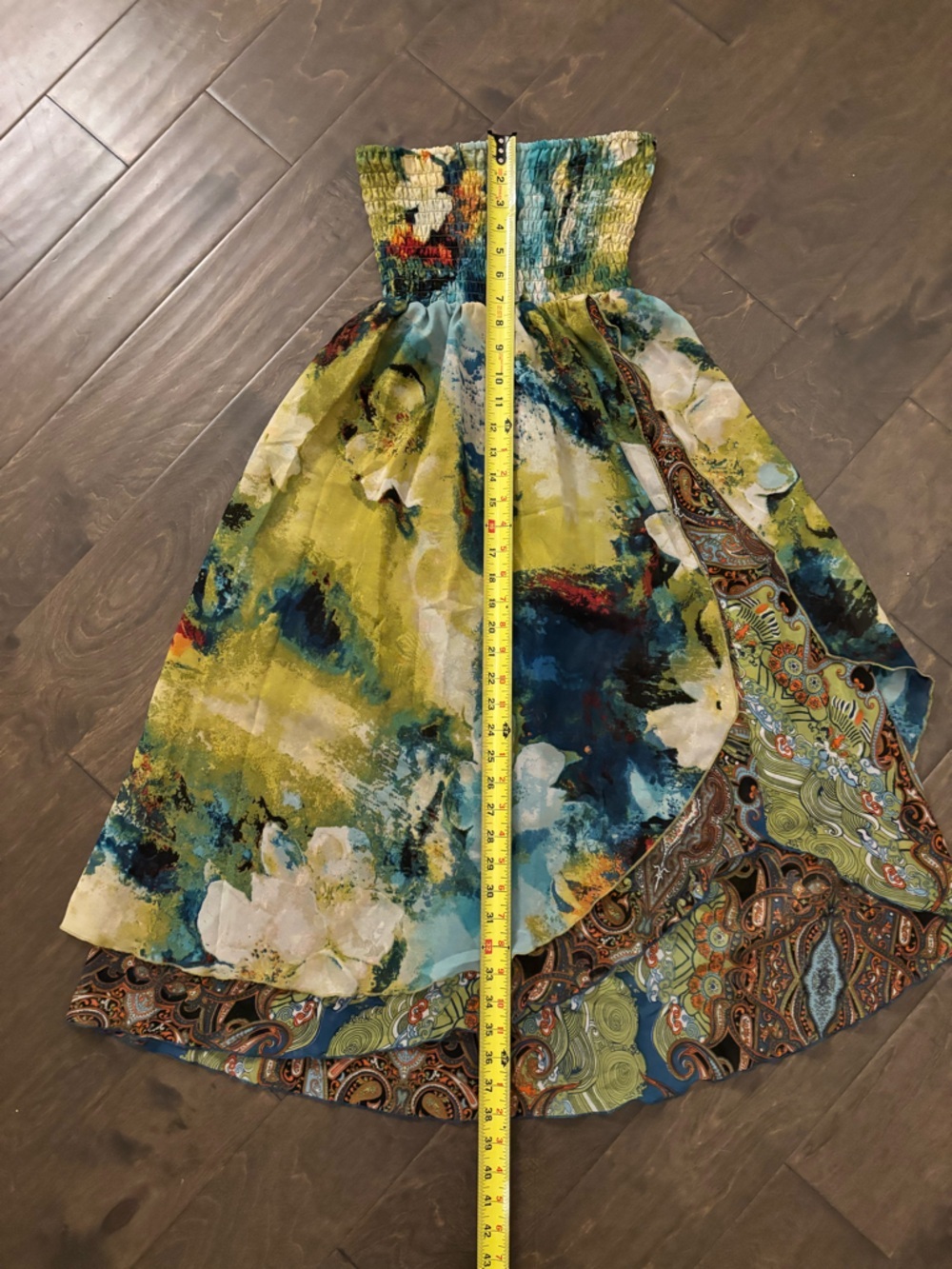 Women’s Strapless Floral High-Low Layered Dress in Multicolor RUNS SMALL - Picture 10 of 10
